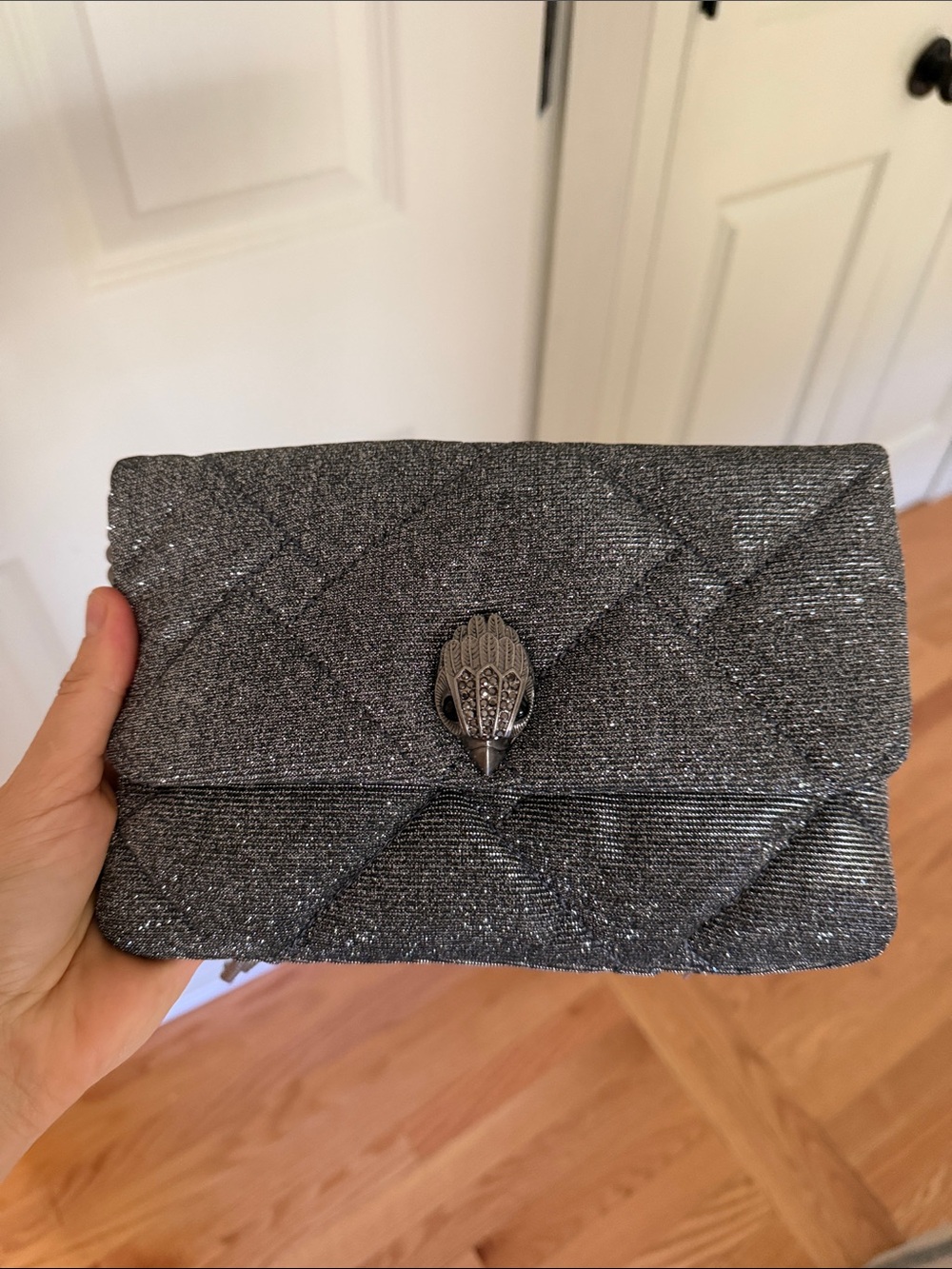 Glimmer Quilted Evening Clutch - Gray